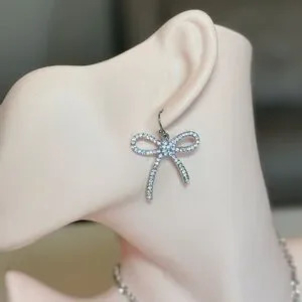 Chic Silver Bow Earrings
